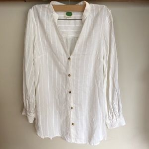 Anthropologie white button down blouse